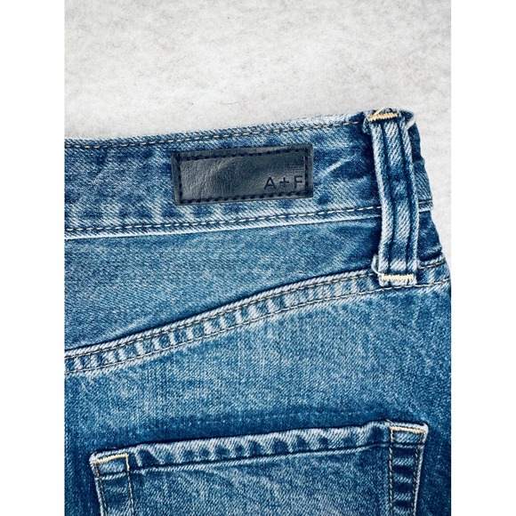 Abercrombie & Fitch Denim Mini Skirt Frayed Hem Casual Blue Size 24 - Picture 6 of 9